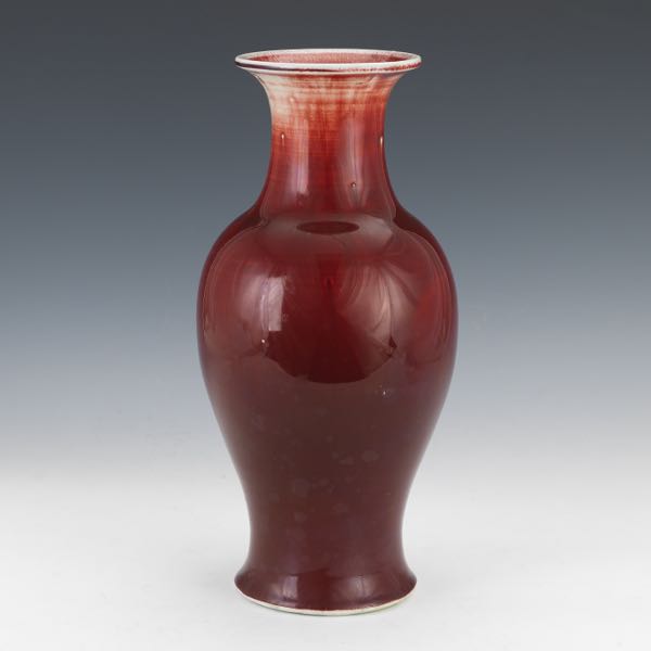 Appraisal: SANG DE BOEUF GLAZED VASE x Oxblood baluster vase with