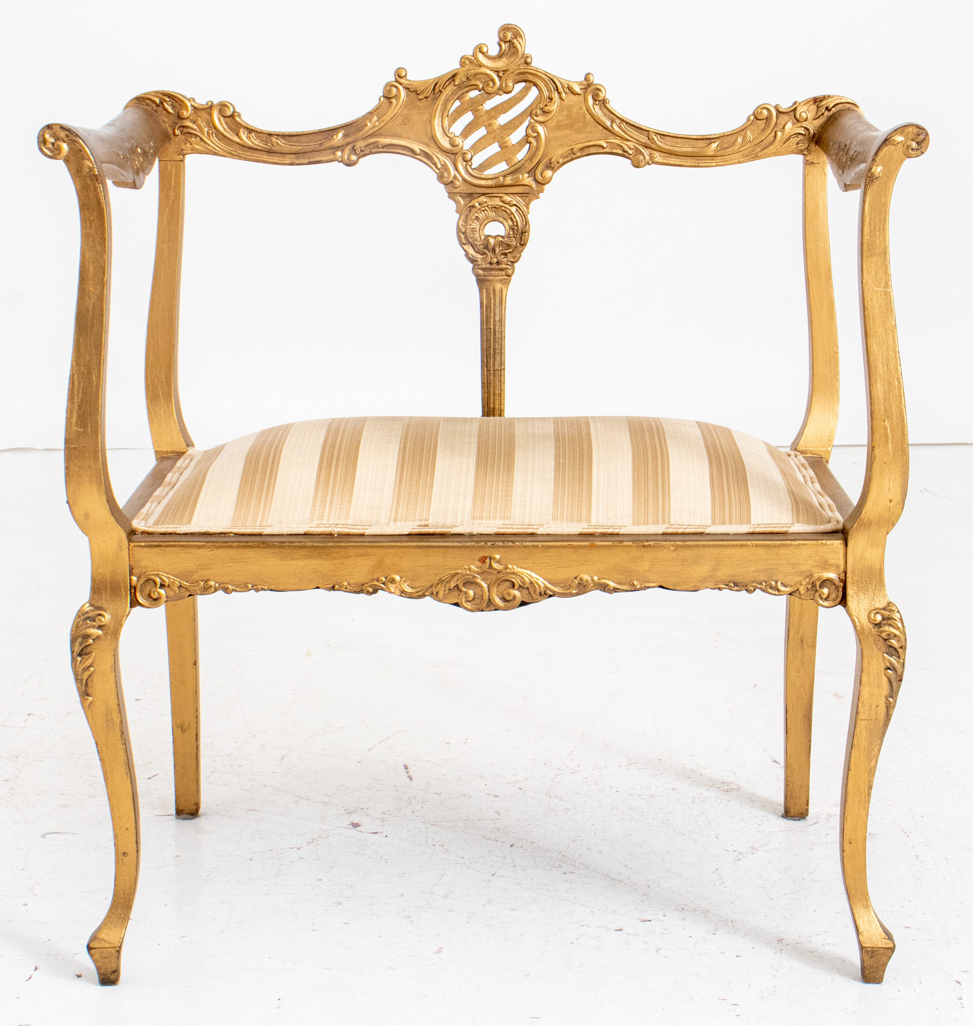 Appraisal: GILDED AGE GOLD PAINTED SETTEE BENCH Gilded Age gold-painted settee