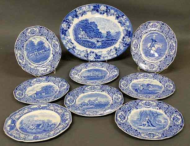 Appraisal: Set of eight Crown Ducat England plates with blue transfer