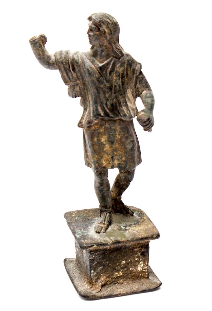 Appraisal: Ancient Greco-Roman Etruscan Male Figure Bronze Ancient Greco-Roman standing male