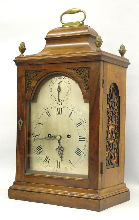 Appraisal: Mahogany double fusee bracket clock the silvered arched dial with