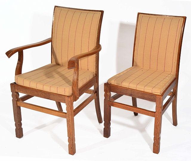 Appraisal: A SET OF SIX OAK PARKER KNOLL DINING CHAIRS with