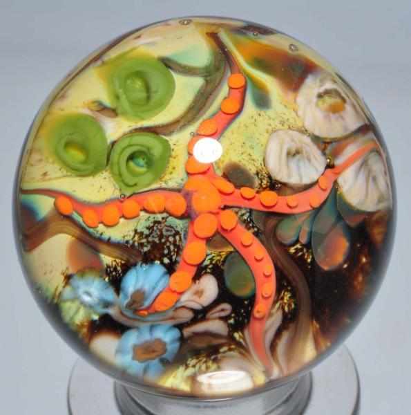 Appraisal: Cathy Richardson Contemporary Marble Description Orange starfish marble signed CKR