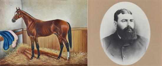 Appraisal: PAINTING OF PHAR LAP unsigned oil on board and portrait