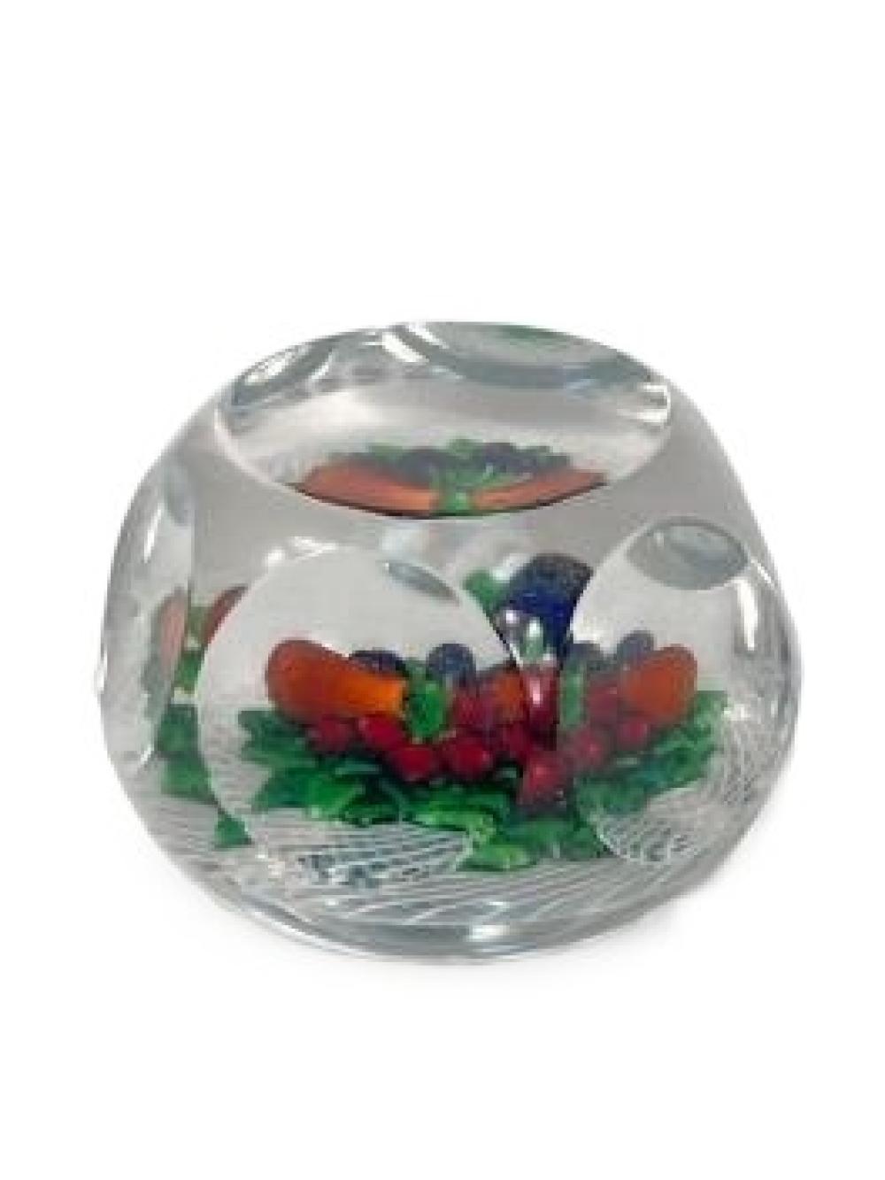 Appraisal: SAINT LOUIS ART GLASS LAMPWORK PAPERWEIGHT WITH INTERNAL BERRIES AND