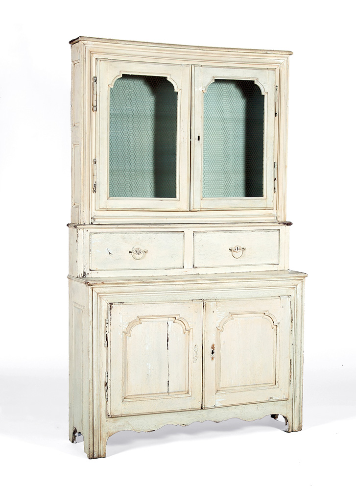 Appraisal: French Provincial Cream Painted Bookcase In two parts ft in