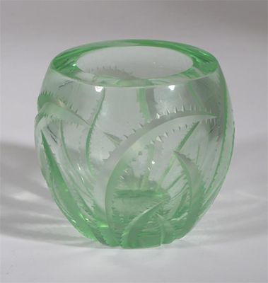 Appraisal: A Daum Nancy cut and frosted glass vase ovoid pale