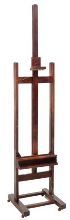 Appraisal: Large French adjustable artist's easel adjustable-height shelf rising on stretcher-joined