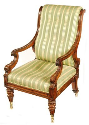 Appraisal: A George IV rosewood library open armchair after a design