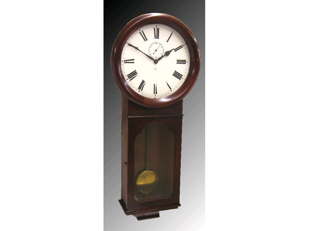 Appraisal: Ansonia mahogany regulator wall clock the white dial with subsidiary