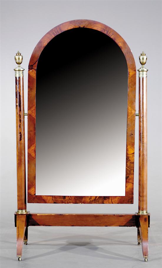 Appraisal: Charles X style mahogany cheval mirror French circa flat dome-shaped