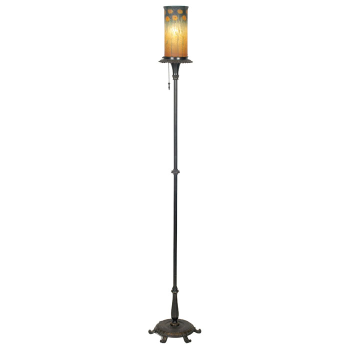 Appraisal: Handel torchiere bronzed metal base holding a cylindrical glass shade