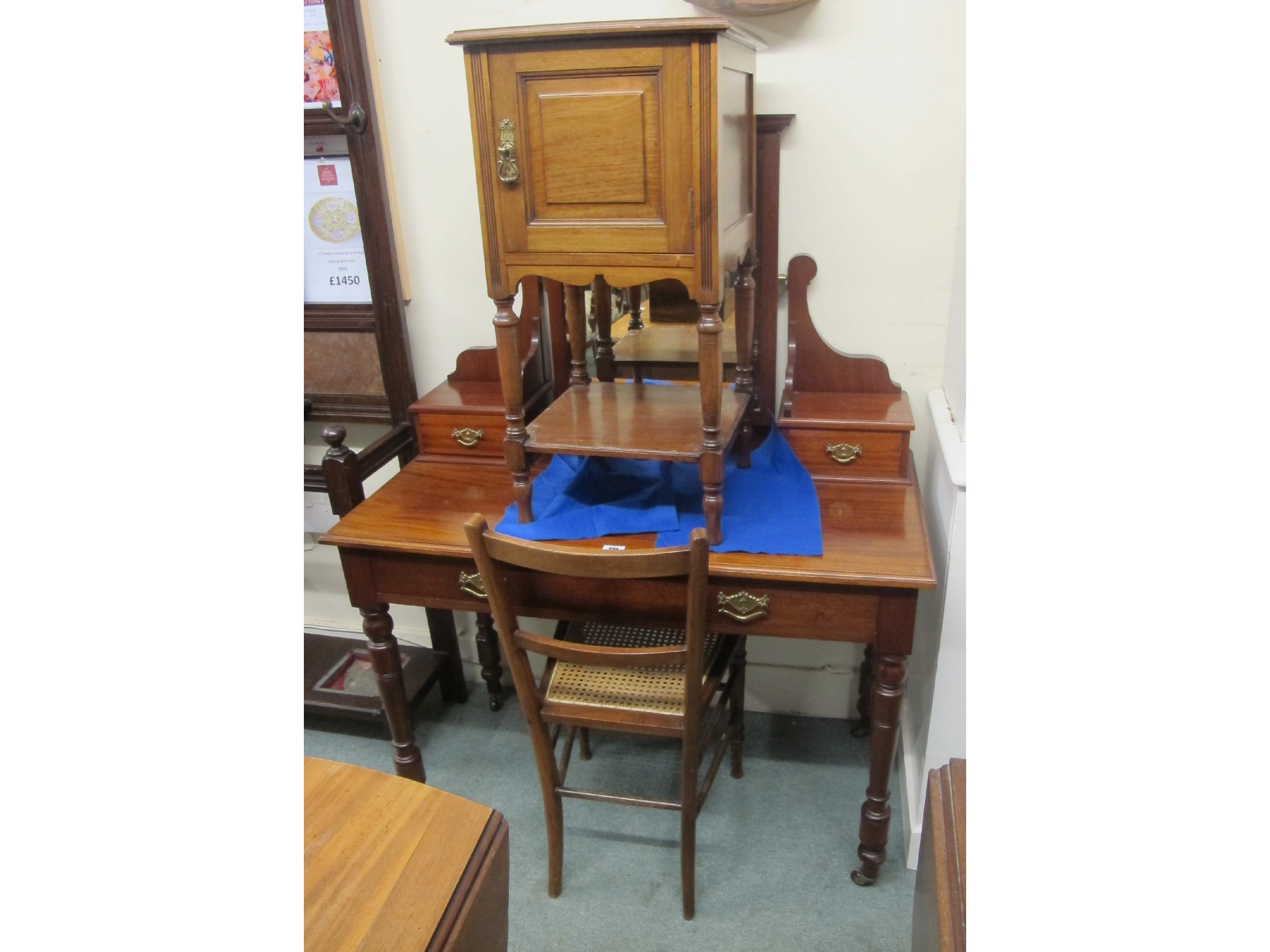 Appraisal: Late Victorian mahogany dressing table with a similar pot cupboard