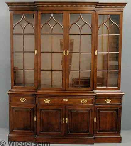 Appraisal: Chippendale style mahogany breakfront by Statton Furniture Co h x