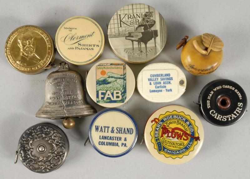 Appraisal: Lot of Early Advertising Sewing Tape Measures Description Includes metal