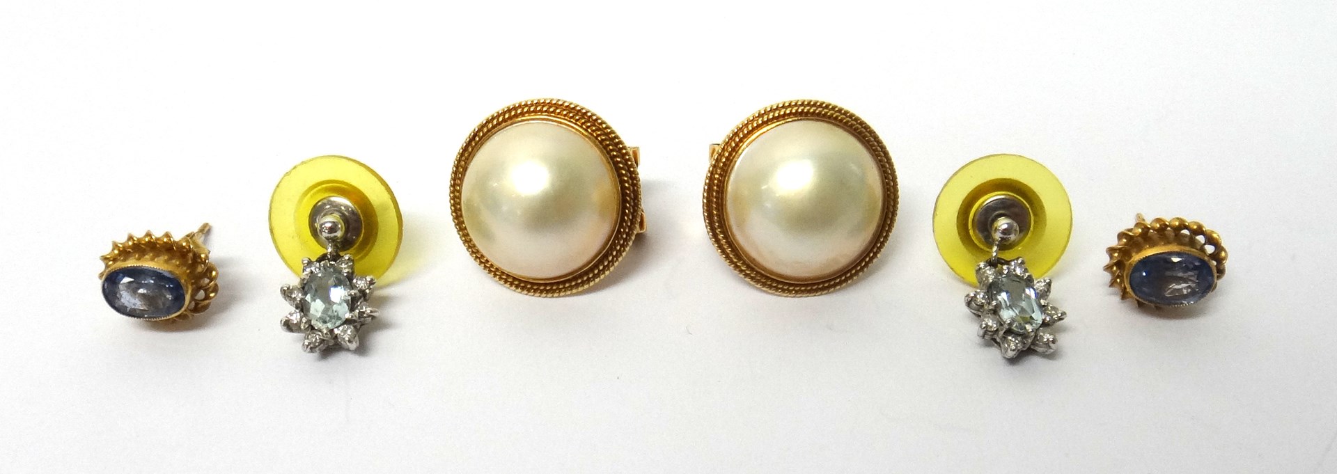 Appraisal: A pair of mabe pearl earclips detailed KP a pair