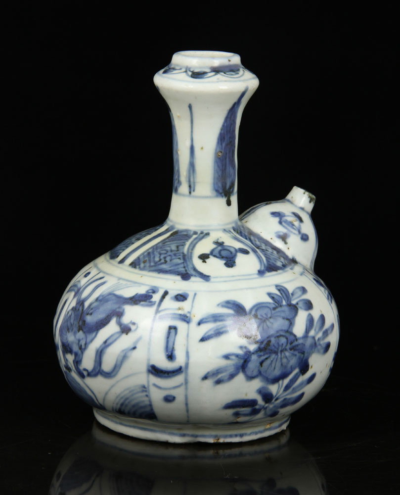 Appraisal: - Chinese Blue and White Porcelain Ewer Chinese blue and