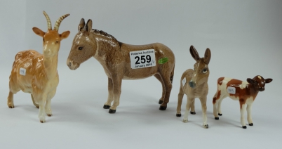 Appraisal: Beswick Ayrshire Calf Donkey Goat and Donkey Foal