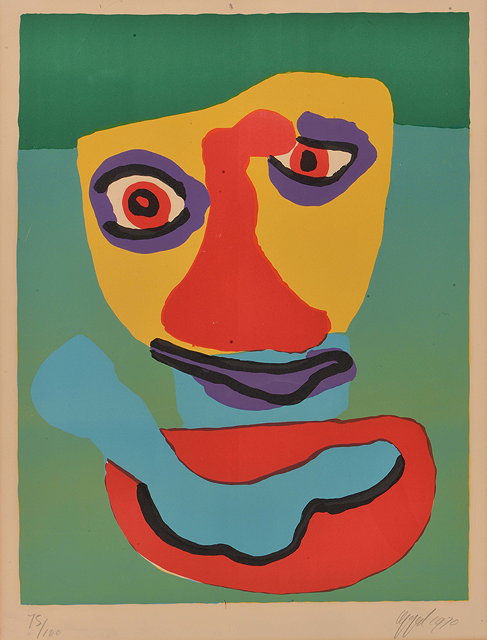 Appraisal: Karel Appel Dutch - Face signed dated and numbered in