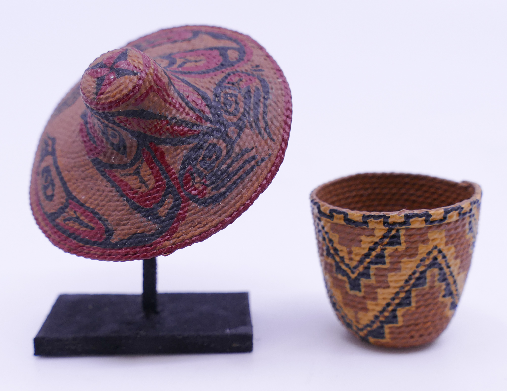 Appraisal: Box Miniature Woven Indian Hat Basket- '' approx