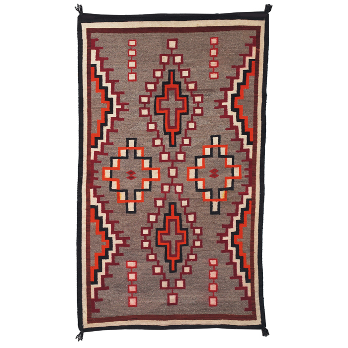 Appraisal: Navajo rug c geometric design on a gray field minor