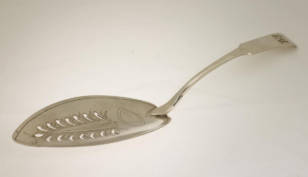 Appraisal: GEORGE III IRISH SILVER FISH SLICE GEORGE NANGLE DUBLIN with