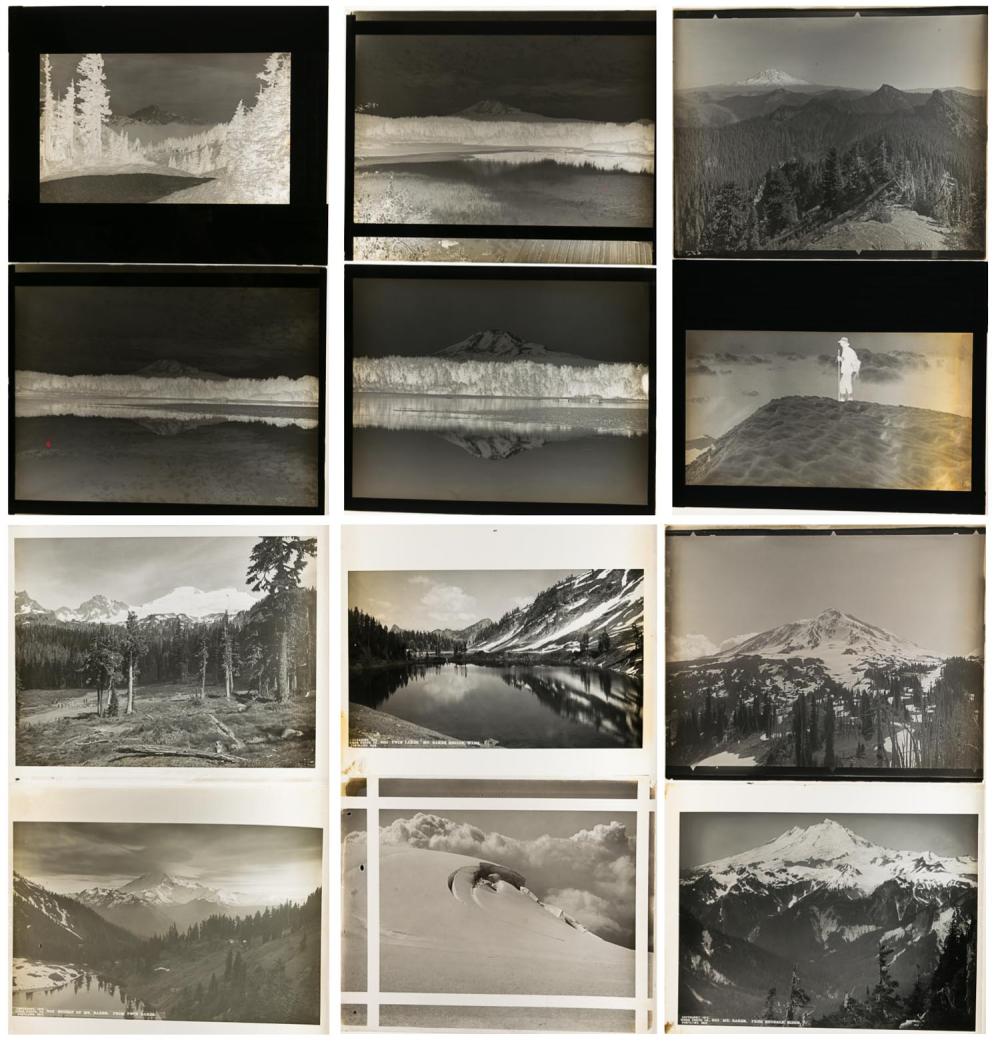 Appraisal: TWELVE PHOTOGRAPHIC GLASS NEGATIVES AND POSITIVES mountain landscapes approximately x