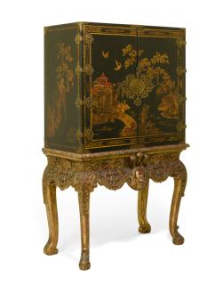 Appraisal: A CHINESE EXPORT LACQUER TWO-DOOR CABINET ON STAND th century