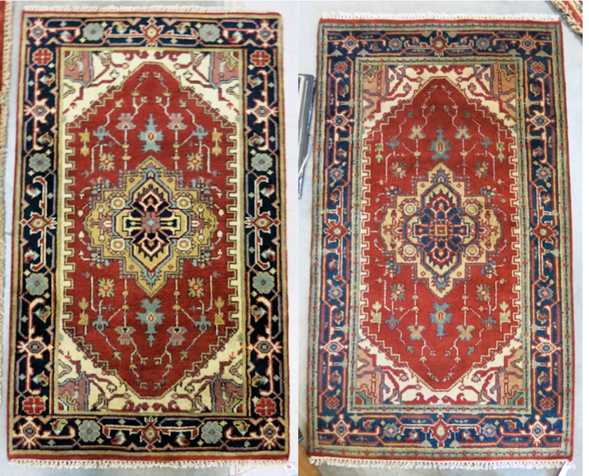 Appraisal: TWO SIMILAR ORIENTAL AREA RUGS Persian Serapi design each centering