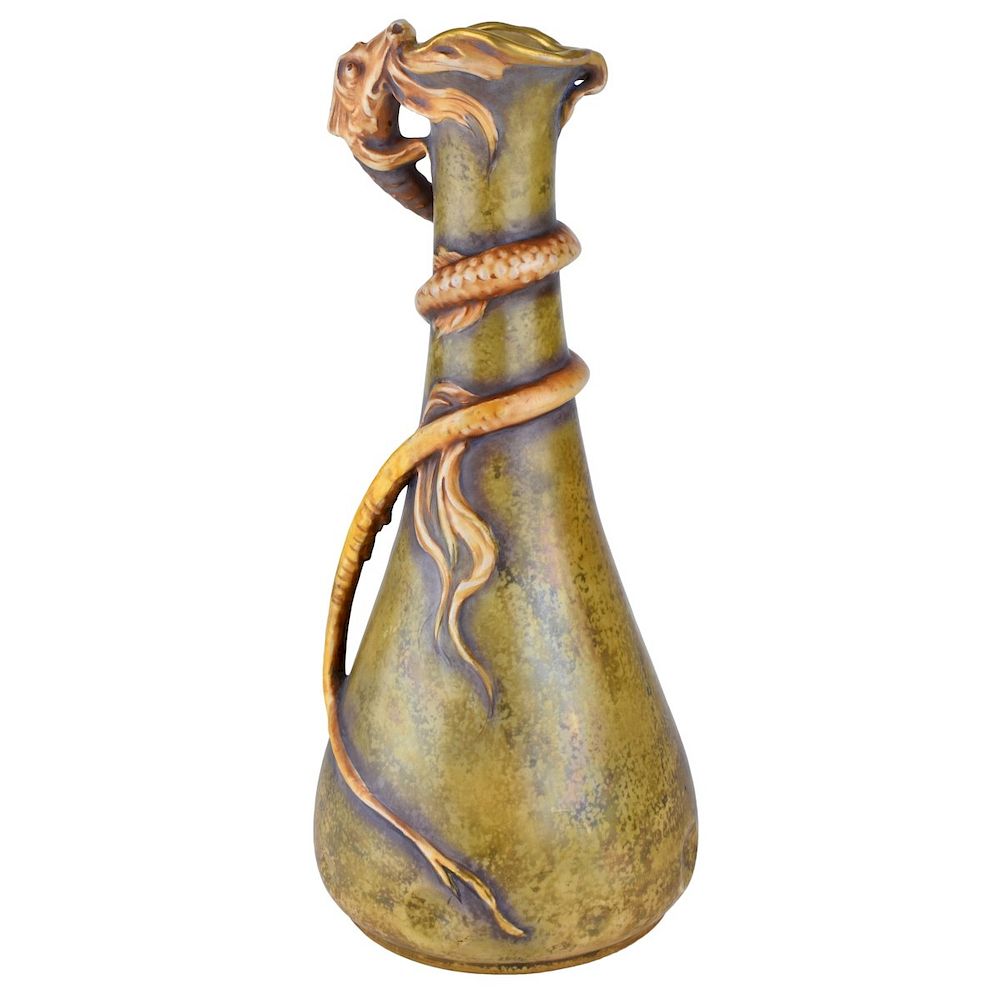 Appraisal: Amphora Pottery Vase with Saurian Riessner Stellmacher Kessel Amphora Pottery