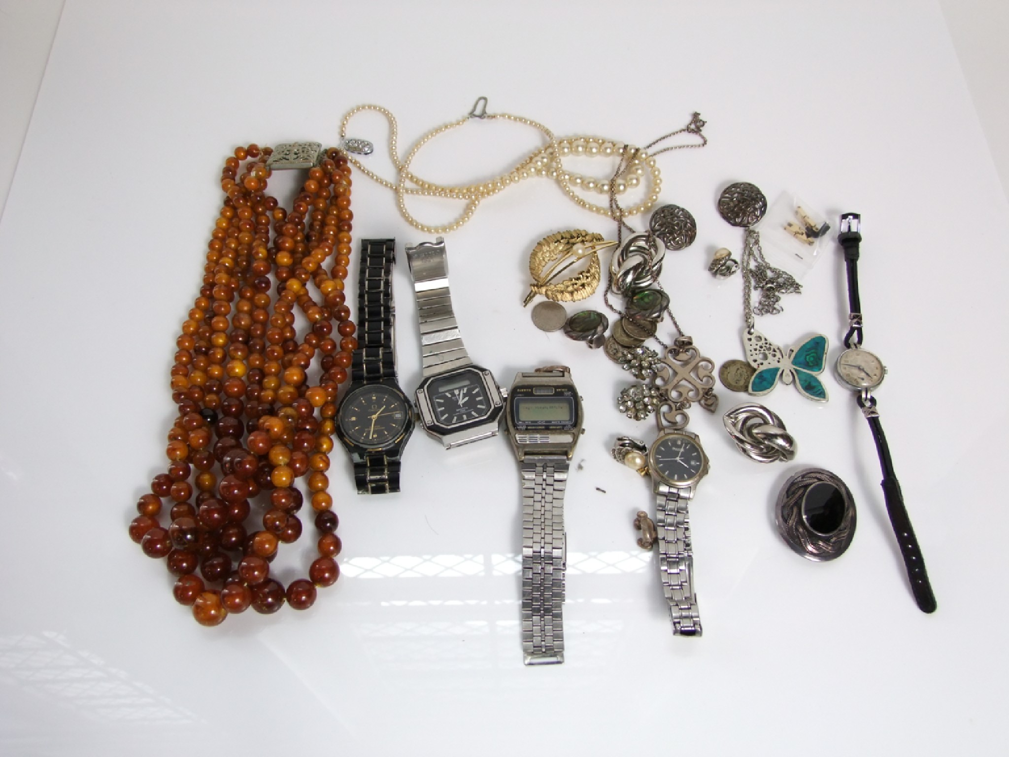 Appraisal: A mixed collection of costume jewellery and watches