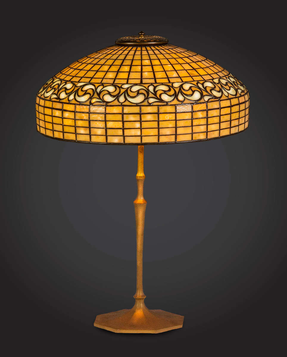 Appraisal: Tiffany Studios Lemon Leaf Table Lamp Shade sgn Tiffany Studios