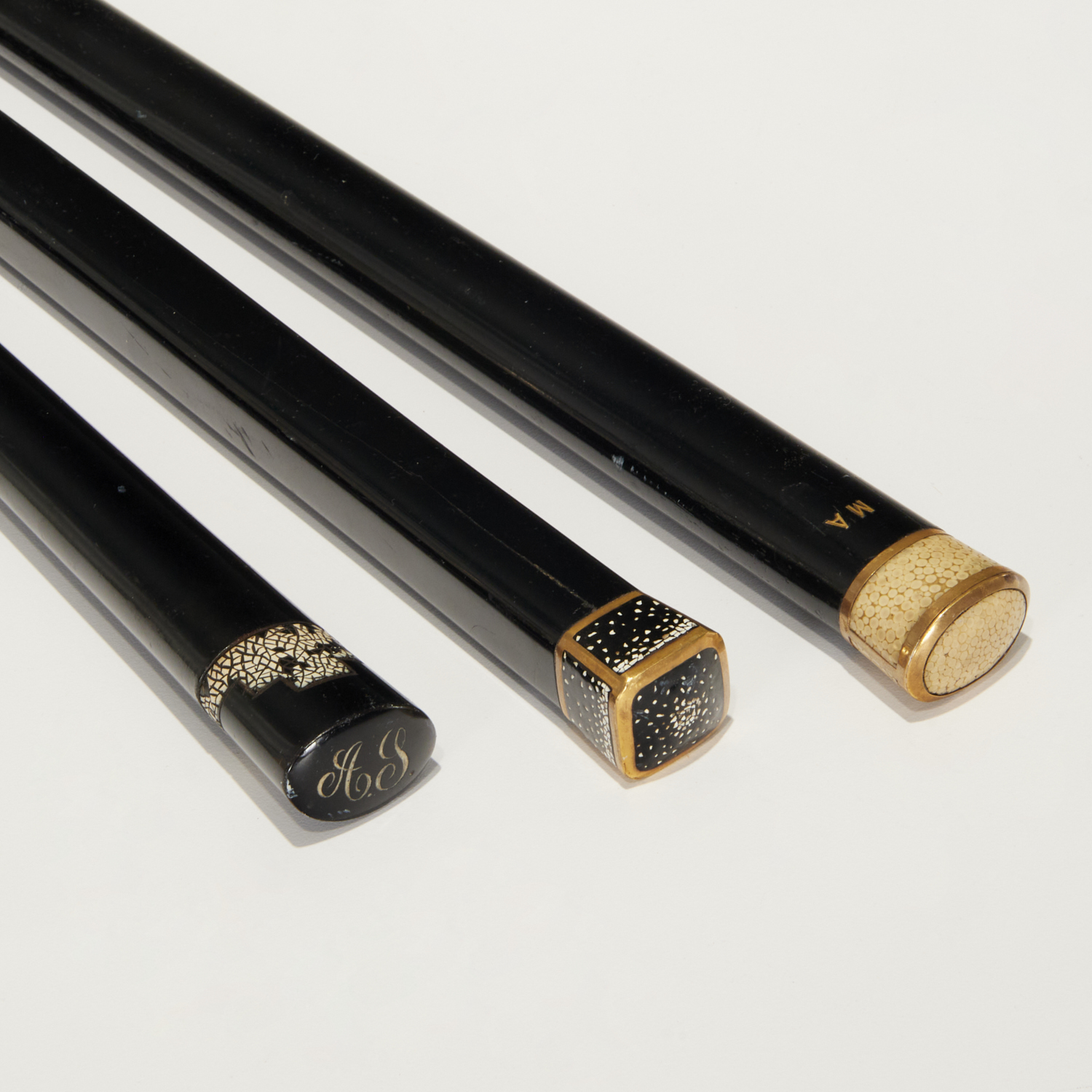 Appraisal: SULKA OF LONDON ART DECO CANES c s France ebonized