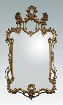 Appraisal: Chippendale style gilt wood mirror floral and rocaille carved frame