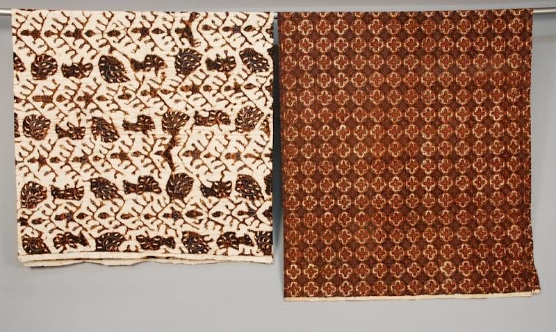 Appraisal: TWO BATIKS th C One lattice design one stylized animals