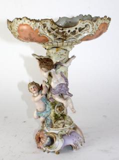 Appraisal: Dresden porcelain compote with cherubs Dresden porcelain compote with cherubs