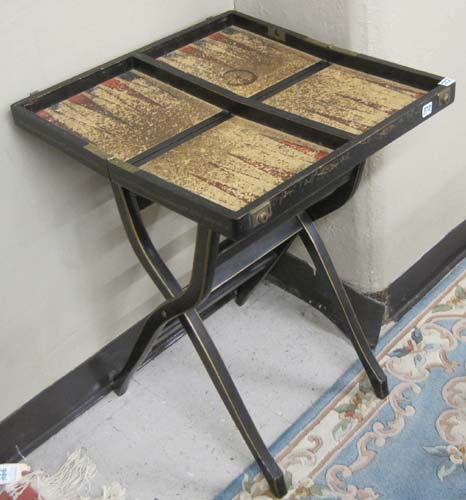 Appraisal: CHINOISERIE PORTABLE BACKGAMMON GAME TABLE made in England for Abercrombie