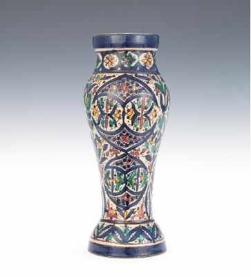 Appraisal: A Persian Polychrome Pottery Vase Thickly potted baluster vase with