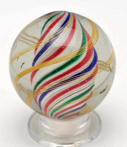 Appraisal: Solid Core Swirl Marble Description White base with alternating bands