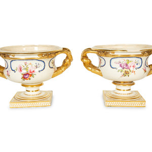 Appraisal: A Pair of Derby Porcelain Two-Handled Urns Second Quarter th