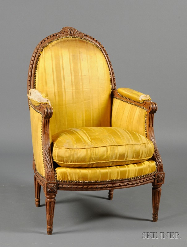 Appraisal: Louis XVI Carved Beechwood Bergere a la Reine c arched