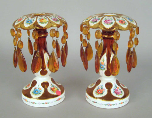 Appraisal: Pair of Bohemian glass lusters ca h