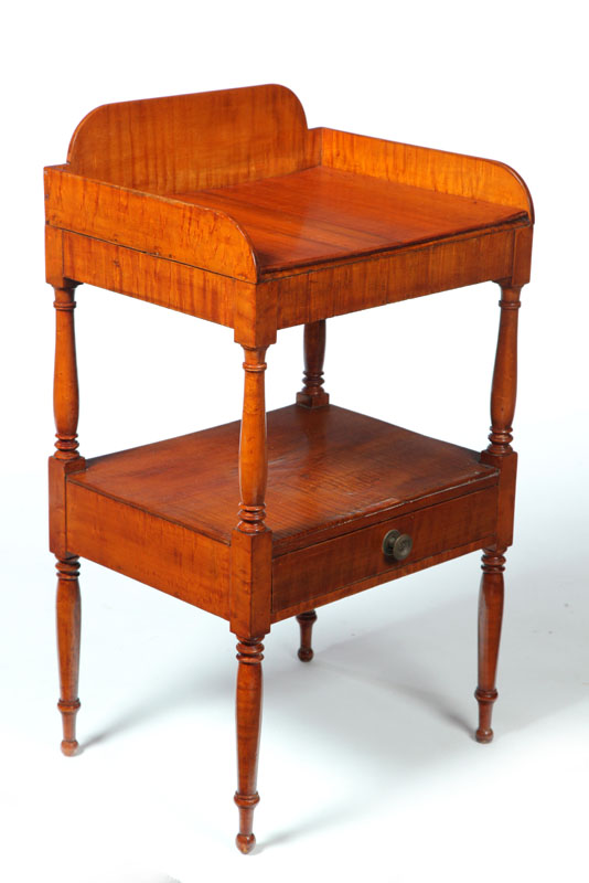 Appraisal: SHERATON WASHSTAND American early th century curly and bird's-eye maple