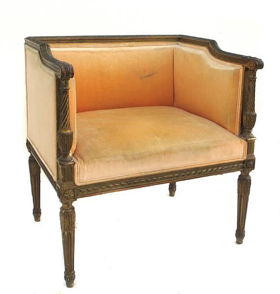 Appraisal: An Empire style giltwood armchair height in width in depth