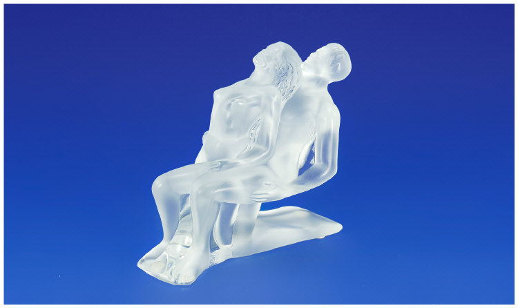 Appraisal: Lalique Glass Figure Group ' nude man and women' etched