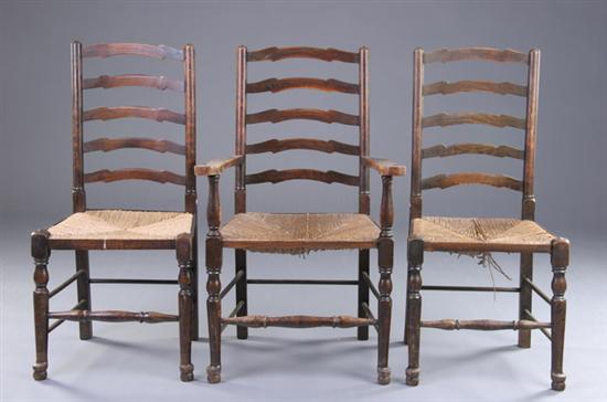 Appraisal: SET SIX ENGLISH LANCASTERSHIRE DINING CHAIRS th century oak including