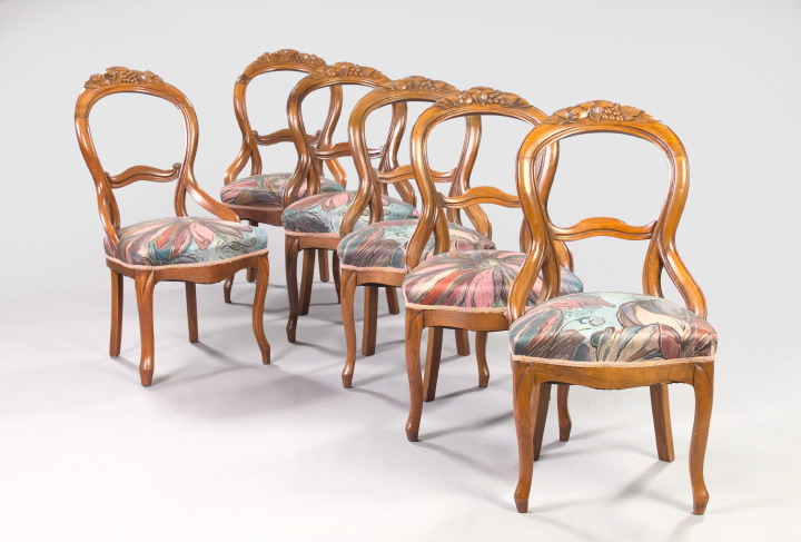 Appraisal: Suite of Six American Rococo Revival Walnut Sidechairs third quarter