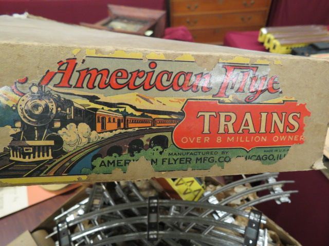 Appraisal: American Flyer Train Set tin lithograph with transfermer in original