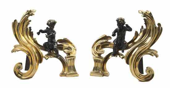 Appraisal: A Pair of Continental Parcel Gilt and Patinated Bronze Figural