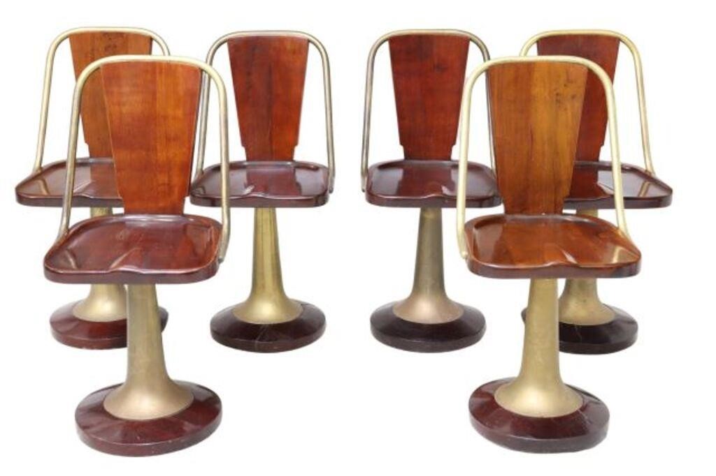 Appraisal: lot of Italian Art Deco ship's chairs c s tubular